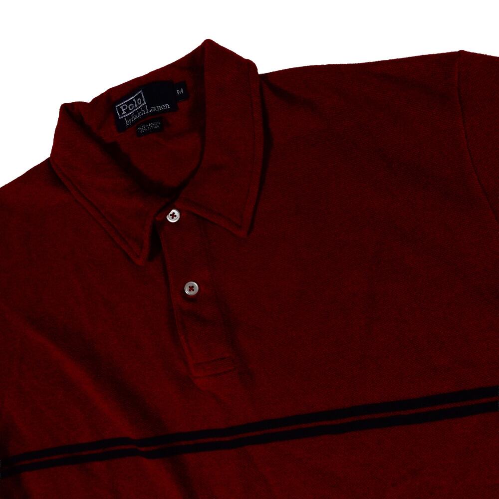Ralph Lauren Y2K 90s Vintage Striped Embroidered Golf Polo Shirt Men's Medium